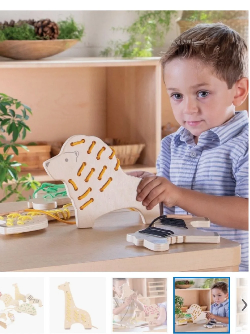 Kaplan Safari Wooden Lacing Animals - Set of 5 (New in Box)